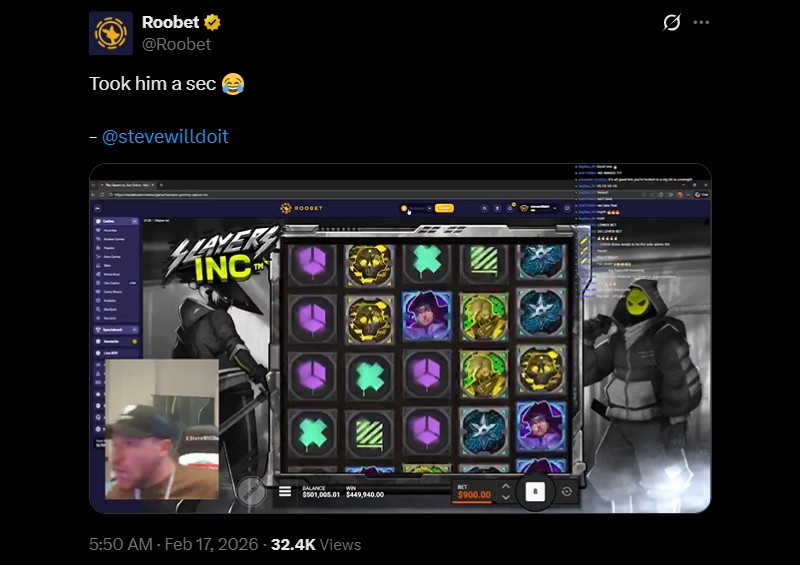 Twitter SteveWillDoIt 450K Slot Win